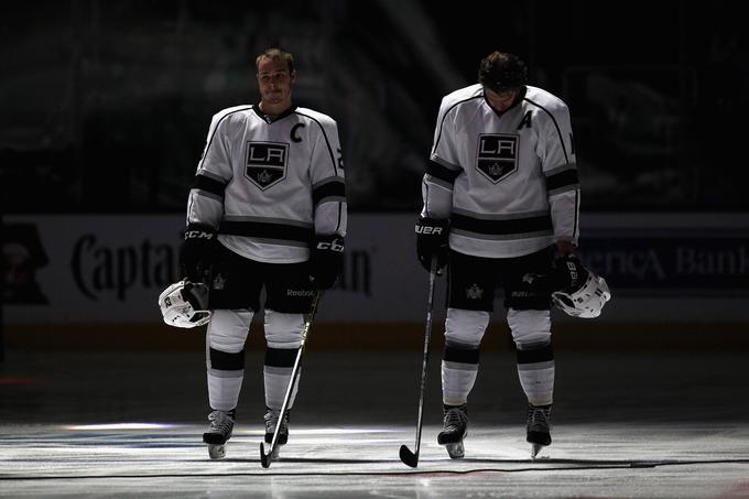 Dustin Brown in Anže Kopitar sta bila soigralca kar 16 sezon. Američan je črko C na dresu nosil med letoma 2008 in 2016, od tedaj Kralje kot kapetan vodi Slovenec. | Foto: Guliverimage/Getty Images