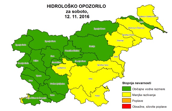 Mogoči so hitrejši porasti manjših rek na jugu in vzhodu, zlasti pa v severovzhodni Sloveniji. Posamezne reke lahko poplavijo, opozarja agencija za okolje. | Foto: 