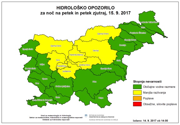 hidrološko opozorilo | Foto: Arso