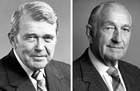 Levo William Hewlett (1913-2001), desno David Packard (1912-1996). Prvi je svoje vse življenje posvetil podjetju Hewlett-Packard, drugi pa se je leta 1968 podal tudi v politične vode in delal celo za predsednika ZDA Richarda Nixona. A tudi Packard je podjetju vendarle ostal zvest, predsednik uprave HP je bil vse do leta 1993.  | Foto: Thomas Hilmes/Wikimedia Commons