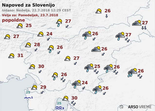 vreme 22.7. | Foto: Arso