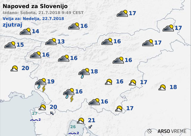 vreme 22.7. | Foto: Arso