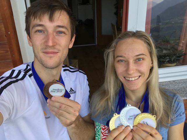 Vezonik in Garnbretova po izjemno uspešnem svetovnem prvenstvu v Innsbrucku leta 2018, kjer sta skupaj osvojila štiri medalje.  | Foto: osebni arhiv/Lana Kokl