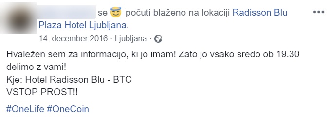 Onecoin | Foto: Matic Tomšič / Posnetek zaslona