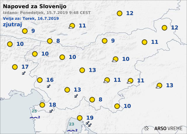 V torek bo suh in sončen dan. | Foto: Arso