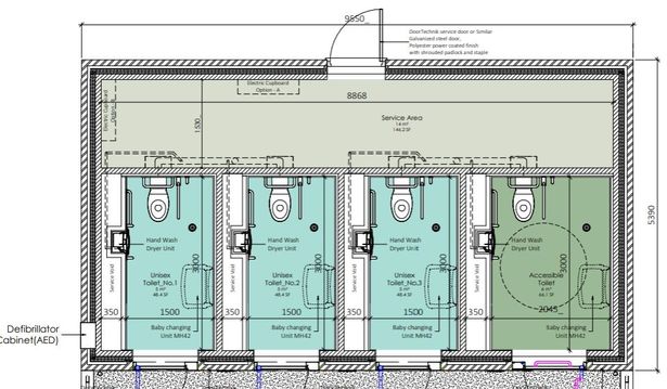 Del načrta bodočega visokotehnološkega stranišča v velškem mestu Porthcawl | Foto: RSC Architect