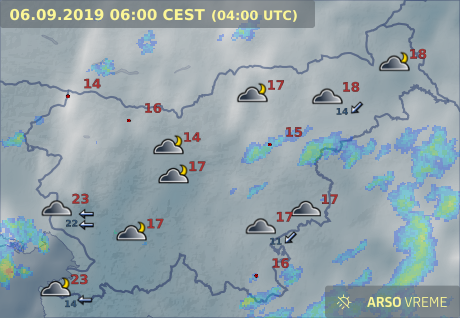 Vreme po Sloveniji v jutranjih urah | Foto: Arso/meteo.si