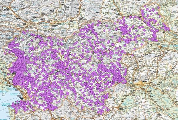 Mesta najpogostejših najdb NUS v Sloveniji | Foto: Uprava za zaščito in reševanje/facebook