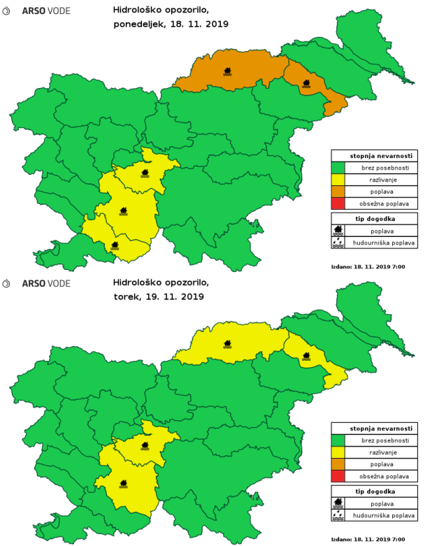 Opozorilo za reko Dravo | Foto: Arso