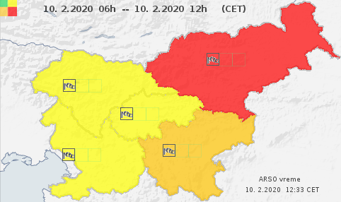 Opozorilo | Foto: Arso/meteo.si