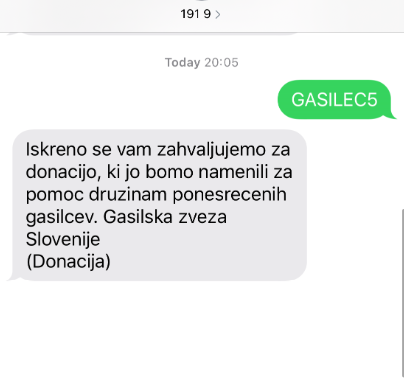 Primer donacije po SMS sporočilu. | Foto: 