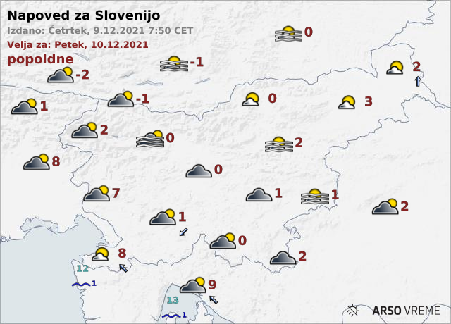 Vreme: konec padavin, mrzlo in megleno bo | Foto: ARSO Meteo