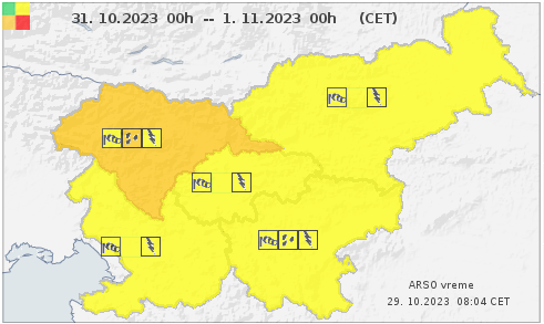Arso, torek, 31. 10. | Foto: ARSO Meteo