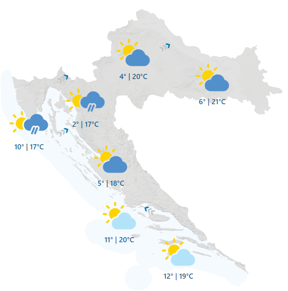 Vremenska napoved za soboto, 27. aprila 2024 | Foto: DHMZ