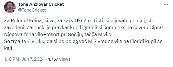 Na širitev lažne novice po družbenih omrežjih, prebila se je celo do Slovenije, kjer so ji uporabniki dodali trditev, da je žena Zelenskega med vojno kupila vilo in letovišče v Sočiju, kraju v Rusiji, se je odzval celo predsednik Cipra in informacijo, da naj bi ukrajinski predsednik na Cipru kupoval nepremičnine, označil za neresnično. | Foto: posnetek zaslona/Marine Traffic