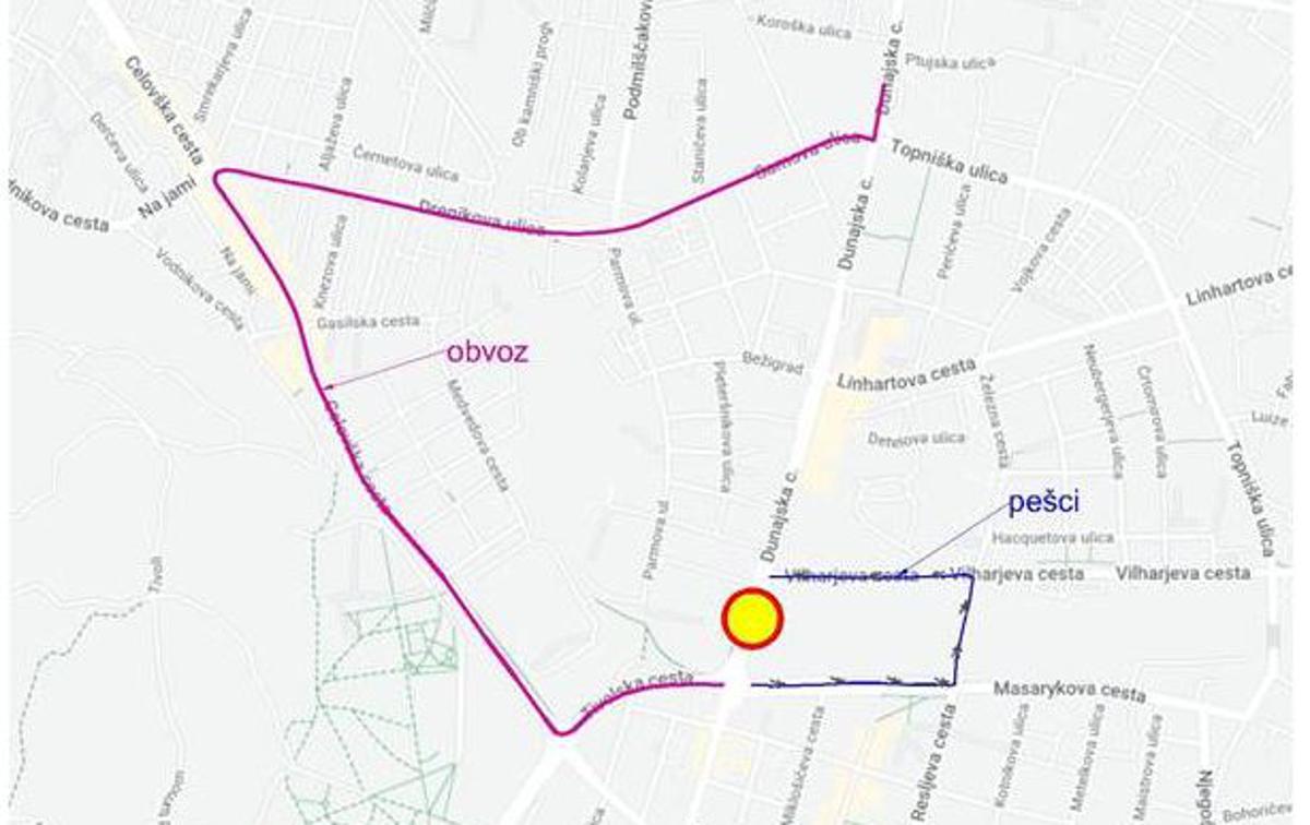 Dunajska cesta, zapora | Vse udeležence v prometu prosijo za razumevanje in upoštevanje prometne signalizacije. | Foto MOL