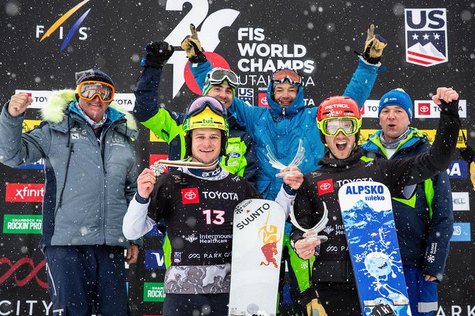 Slovenski deskarji so na svetovnih prvenstvih do zdaj zbrali deset kolajn, zadnja je iz leta 2019, ko je Tim Mastnak postal svetovni podprvak v paralelnem veleslalomu. | Foto: Matic Klanšek Velej/Sportida