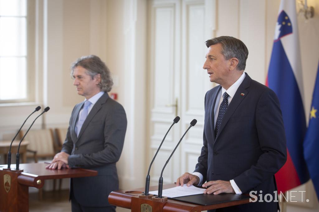 Posvet z vodji poslanskih skupin: Borut Pahor, Robert Golob.