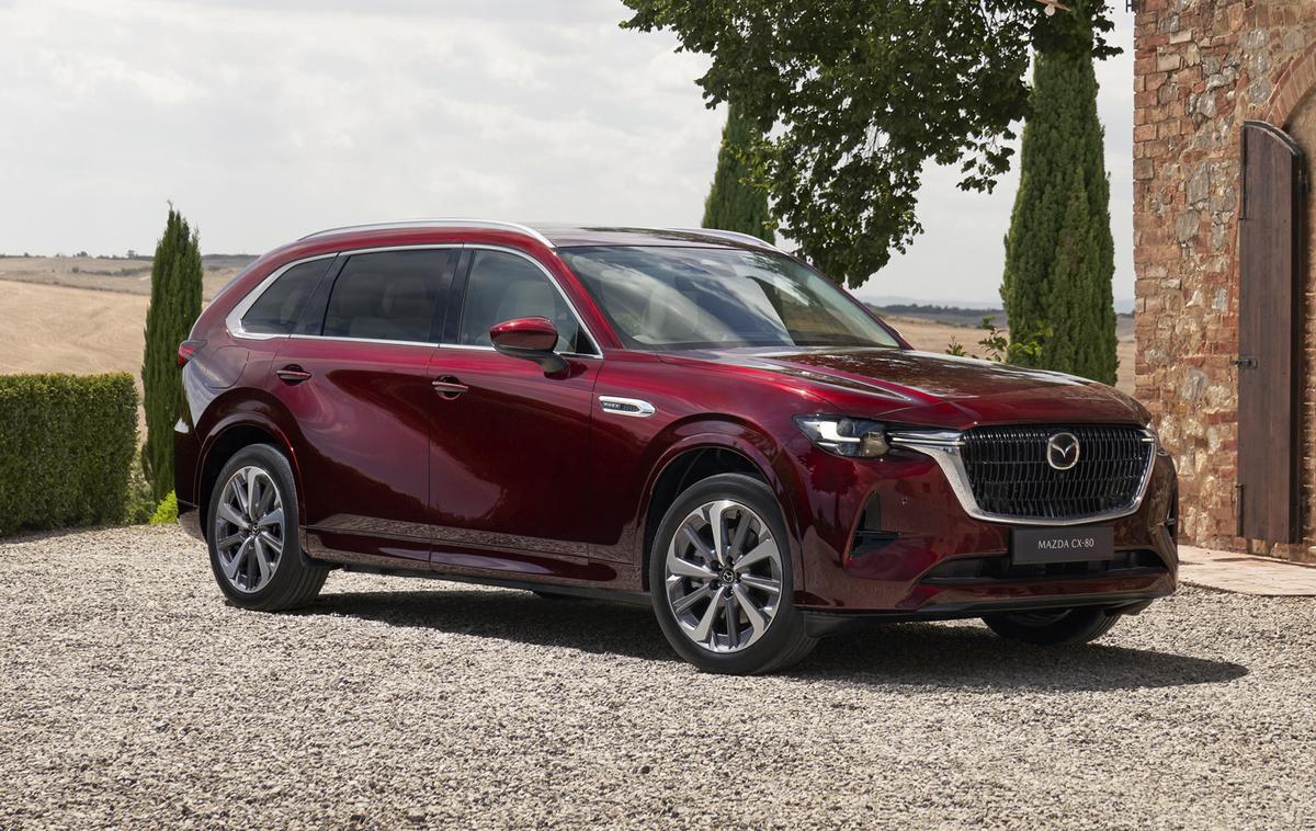 Mazda CX-80 | V primerjavi z obstoječim modelom CX-60 je novi CX-80 enako širok, a nekoliko daljši. | Foto Mazda