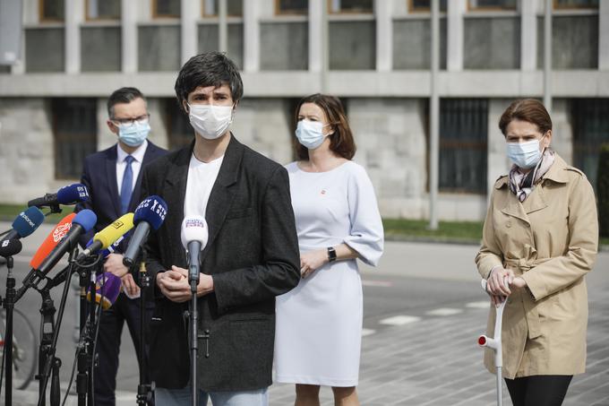 Luka Mesec, Marjan Šarec, Tanja Fajon, Alenka Bratušek | Foto: STA ,