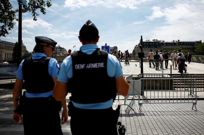 OI Pariz 2024, otvoritev | Francija je marca dvignila stopnjo teroristične ogroženosti na najvišjo, v mestu pa je več deset tisoč policistov in vojakov. | Foto Reuters