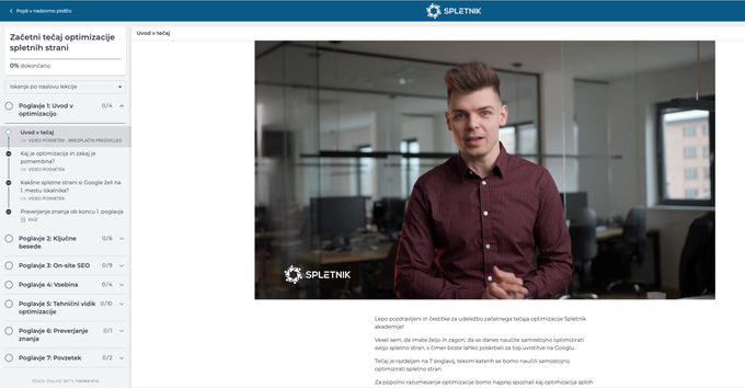 Posnetek zaslona Spletnik Akademije s predavateljem Matjažem Sedlarjem. | Foto: 