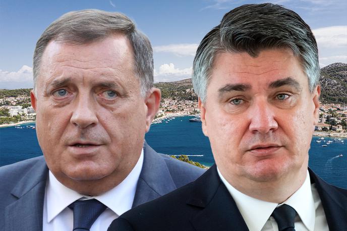 Milorad Dodik, Zoran Milanović | Dodik je hrvaški otok Hvar obiskal v torek. Njegov sestanek z gostiteljem Zoranom Milanovićem sta strani opisali kot redni delovni sestanek. Kot razlog za obisk je Dodik navedel le, da je Milanović zanimiv sogovornik. | Foto Shutterstock/Guliverimage