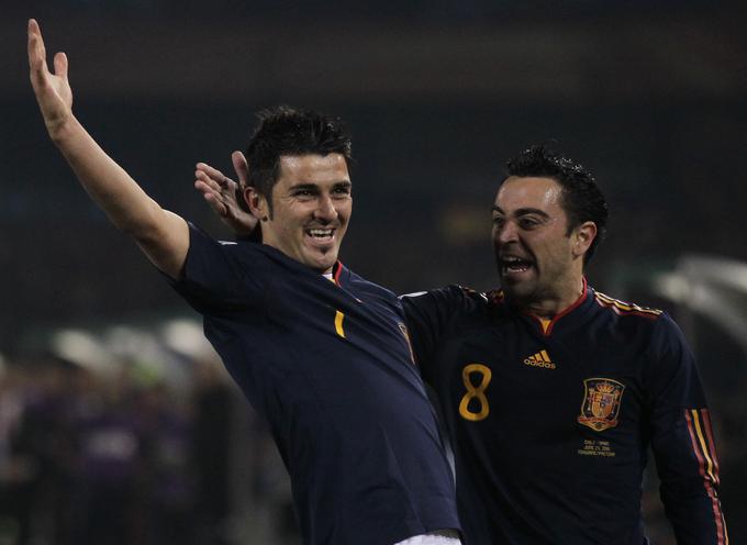 David Villa je s 59 goli v 98 nastopih najboljši strelec v zgodovini Španije. Xavi Hernandez je s 23 asistencami njen tretji najboljši asistent, na tretjem mestu pa je s 133 nastopi (12 golov) tudi po številu tekem. | Foto: Guliverimage/Vladimir Fedorenko