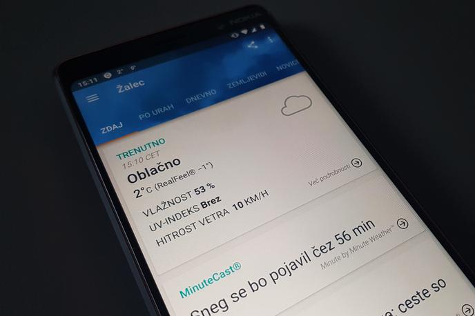 Aplikacija, vreme | Aplikacije, ki prikazujejo vremensko napoved, delujejo najbolje, če jim uporabnik dovoli, da dostopajo do lokacije njegovega pametnega telefona. Težava je, da precej aplikacij to dovoljenje zlorablja v lastno korist. | Foto Matic Tomšič