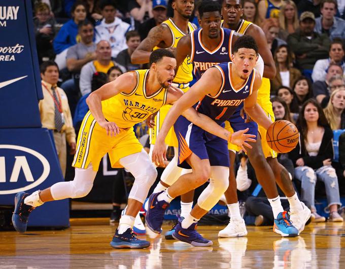 Devin Booker je bil najbolj zaslužen za zmago Phoenixa nad prvaki. | Foto: Reuters