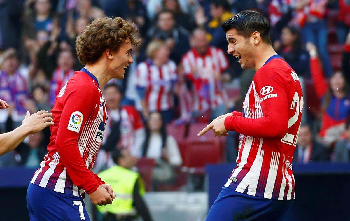 Antoine Griezmann, Alvaro Morata | Veselje Antoina Griezmanna in Alvara Morate ob vodilnem golu Atletica. | Foto Reuters