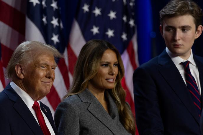 Donald Trump, Melania Trump, Barron Trump | Donald Trump bo postal 47. predsednik ZDA, položaj bo prevzel 20. januarja. Še pred tem bodo o njem glasovali elektorji, nato pa bo moral rezultat potrditi še kongres. | Foto Reuters