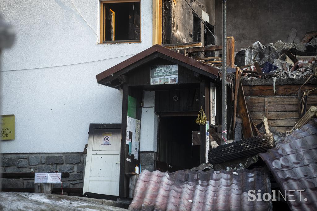 Požar na Osankarici. Osankarica. Pogorišče.