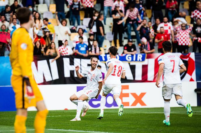 Španija Hrvaška evropsko nogometno prvenstvo do 21 let Ljudski vrt | Branilci naslova Španci so v Mariboru po podaljšku izločili Hrvate. V četrtek se bodo za finale udarili s Portugalsko. | Foto Grega Valančič/Sportida