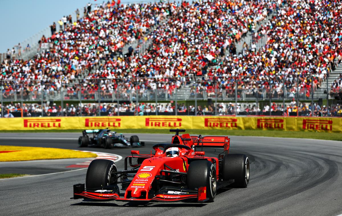 Sebastian Vettel Montreal | Sebastian Vettel je prvi prečkal ciljno črto, a zaradi kazni končal na drugem mestu. | Foto Guliver/Getty Images