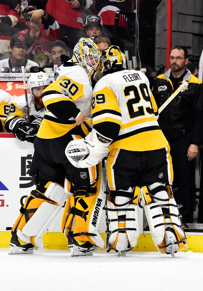 Matt Murray in Marc-Andre Fleury, zmagoviti vratarski tandem | Foto: Getty Images