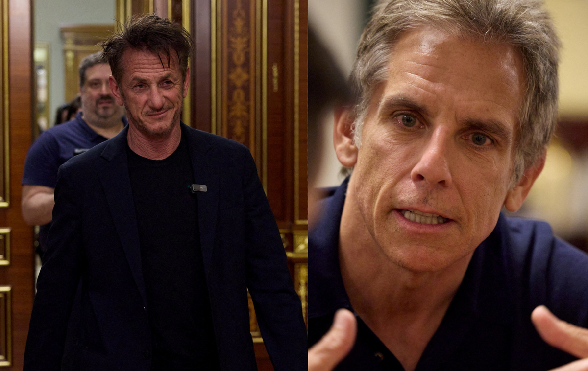 Sean Penn in Ben Stiller | Poleg Stillerja in Penna, ki sta oba izrazila podporo Ukrajini in se junija srečala s predsednikom Volodimirjem Zelenskim, je na seznamu tudi več ameriških politikov. | Foto Reuters