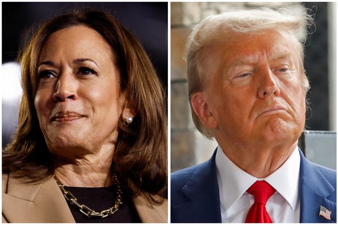 Kamala Harris, Donald Trump | Trump bo v torek volil doma na Floridi in izide volitev spremljal s svojega posestva Mar-a-Lago. Harris, ki je volila po pošti v Kaliforniji, bo imela volilni tabor na univerzi Howard v Washingtonu, kjer je diplomirala. | Foto Reuters