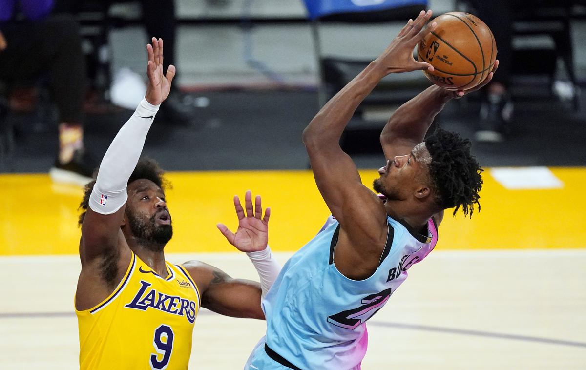 Jimmy Butler | Miami Heat je v ponovitvi lanskega finala dosegla pomembno zmago za samozavest. Los Angeles Lakers so premagali s 96:94. | Foto Guliverimage/Getty Images