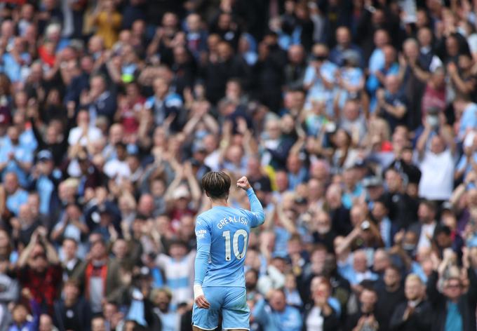 Med strelce se je za angleške prvake vpisal tudi novinec Jack Grealish. Angleški reprezentant je odigral prvo tekmo v dresu Cityja na Etihadu. | Foto: Reuters