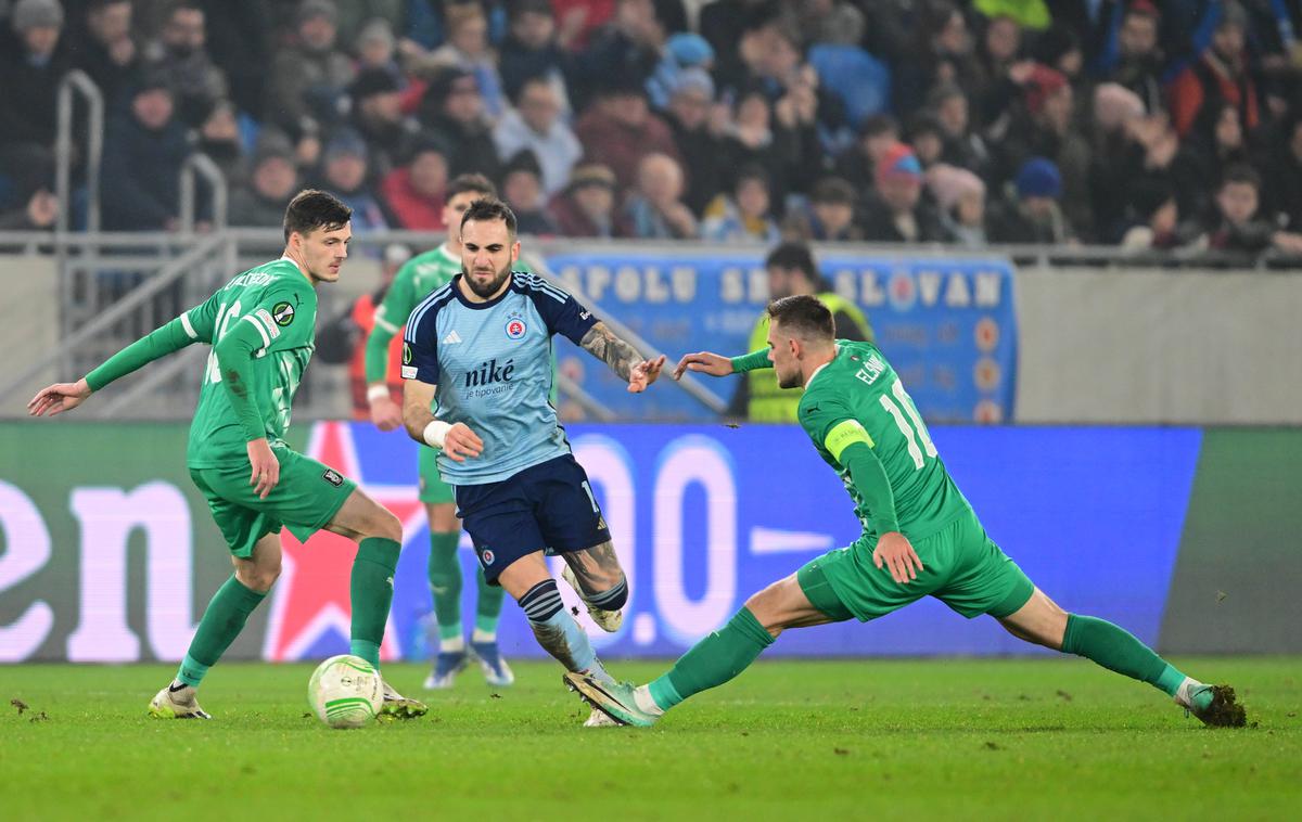 Slovan Bratislava : NK Olimpija Ljubljana. konferenčna liga | Olimpija je dobila zadnjo evropsko tekmo sezone. | Foto Guliverimage