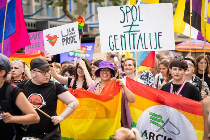 Lanskoletna parada ponosa v Ljubljani, kjer je po navedbah organizatorjev sodelovalo 3500 udeležencev. | Foto: STA