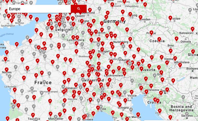 Trenutna pokritost v Evropi s polnilnicami Tesle.  | Foto: 