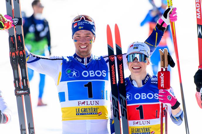 Calle Halfvarsson in Jonna Sundling | Jonna Sundling in Calle Halfvarsson sta zmagala na tekmi za svetovni pokal v smučarskem teku. | Foto Guliverimage