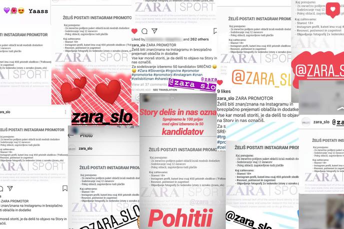 Zara | Slovenski uporabniki družbenega omrežja Instagram, predvsem mlajše generacije, so v obliki zgodb v sredo množično delili objavo profila zara_slo, ki jim je obljubljal prepoznavnost in plačilo.  | Foto Matic Tomšič / Posnetek zaslona