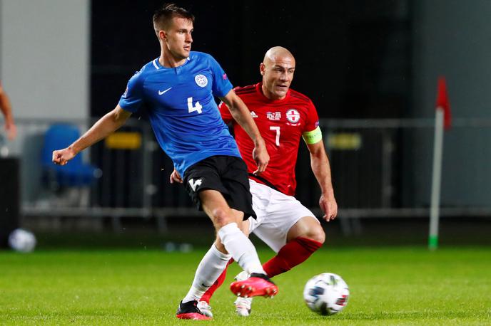 Matthias Käit | Matthias Käit je že v prvem polčasu dvakrat zatresel mrežo Latvije. Nogometaš Domžal je v karieri v državnem dresu dosegel že sedem zadetkov. | Foto Reuters