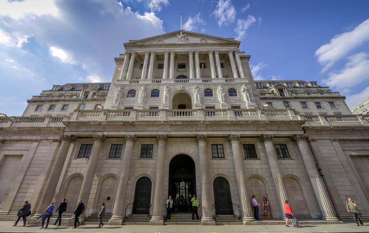 Bank of England | Britanska centralna banka je konec leta 2021 začela dvigovati ključno obrestno mero z rekordno nizkih 0,1 odstotka. | Foto Guliverimage