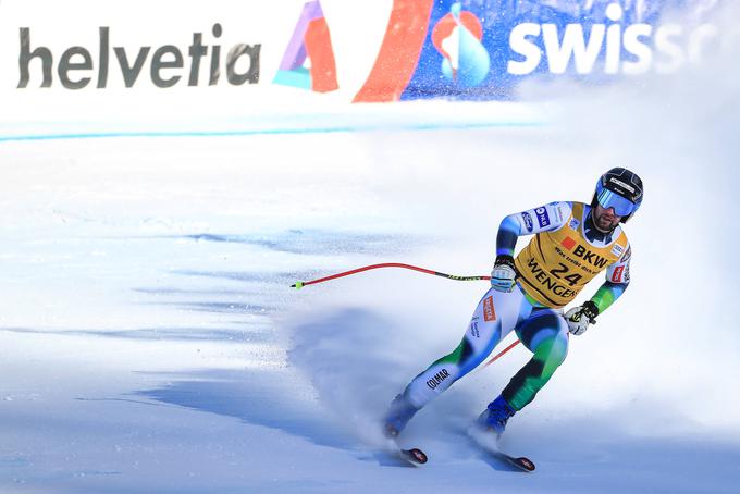 Slovenski alpski smučar Martin Čater je na znamenitem smuku v Wengnu osvojil šesto mesto. Na Lauberhornu ga je od stopničk delilo le 22 stotink sekunde. | Foto: Guliverimage/Vladimir Fedorenko