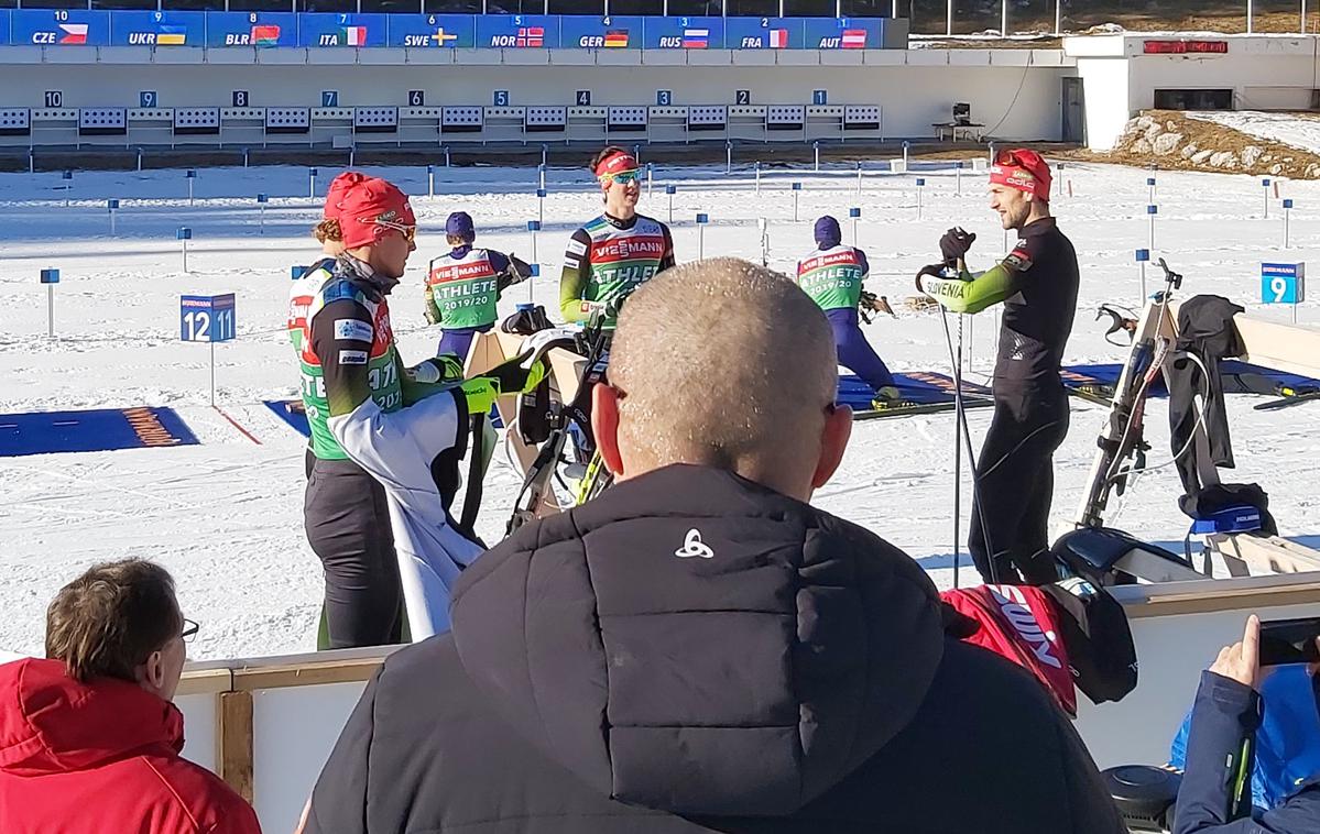 Pokljuka biatlon 2020 | Slovenski biatlonci, Miha Dovžan, Rok Tršan, Klemen Bauer in Jakov Fak so v tej sezoni prišli do točk svetovnega pokala, največ jih je zbral Fak, ki v skupnem seštevku zaseda 15> mesto. | Foto Simon Kavčič