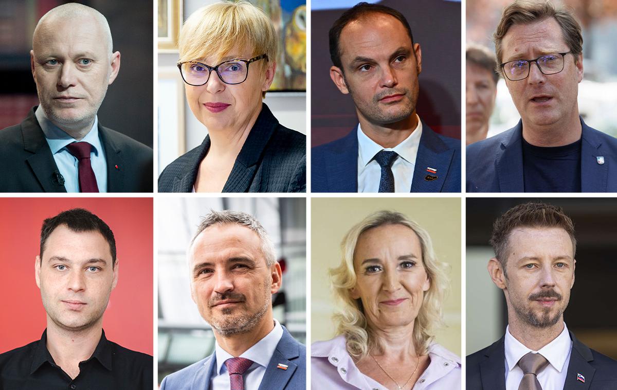 Anže Logar, Nataša Pirc Musar, Milan Brglez, Vladimir Prebilič, Miha Kordiš, Janez Cigler Kralj, Sabina Senčar, Gregor Bezenšek ml., predsedniški kandidati 2022 | Za predsedniški stolček se poteguje osem kandidatov, trije neodvisni in pet strankarskih.  | Foto Bojan Puhek/Ana Kovač/STA